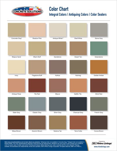 Concrete Solutions Color Chart