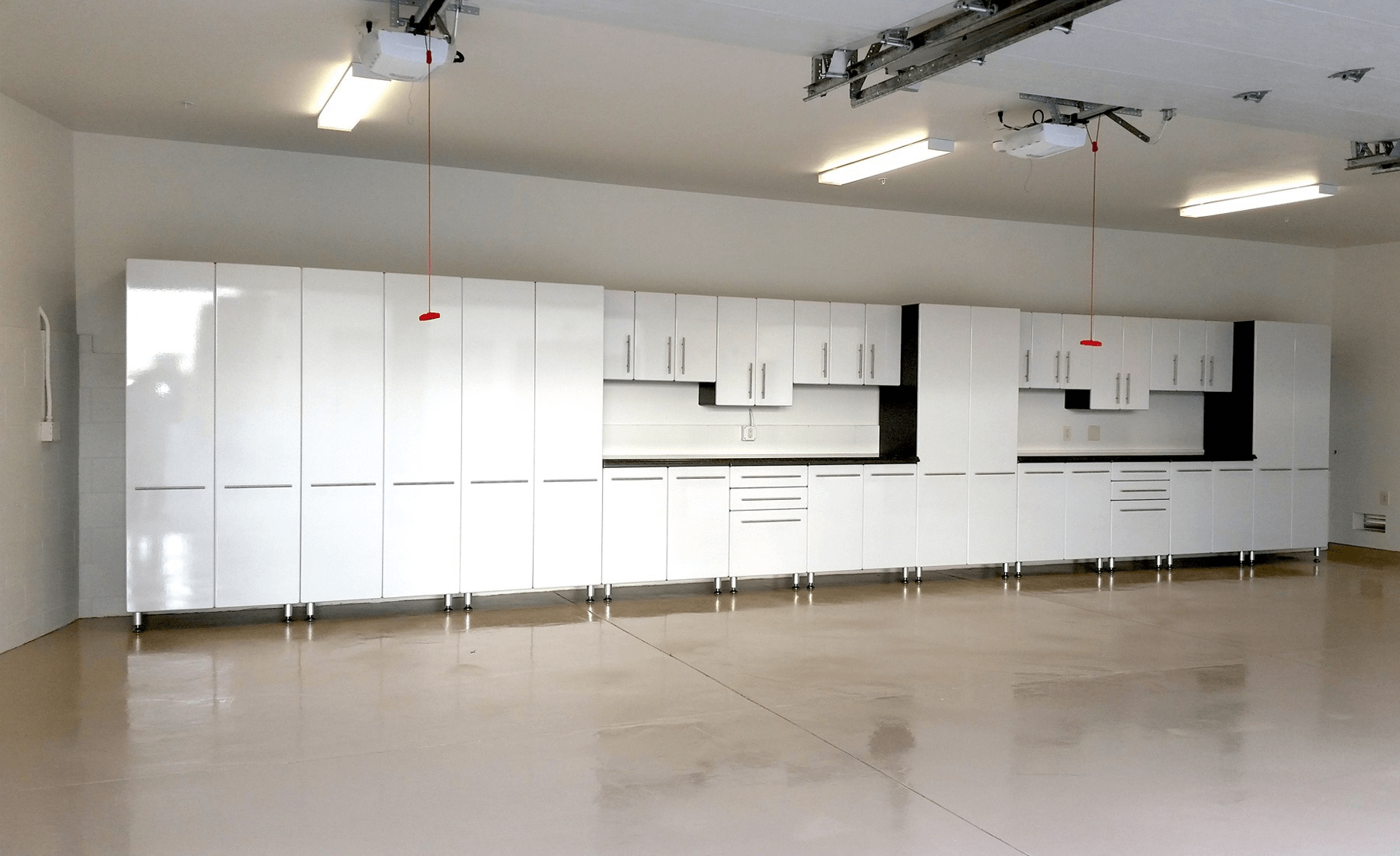 Garage Cabinets white with double workstation o